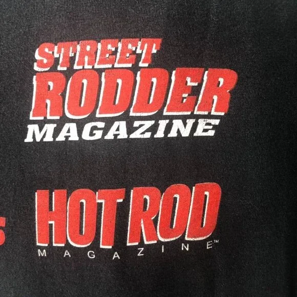Vintage 90s Drive-In T-Shirt Hot Rod Magazines Graphic Tee Black Cotton Unisex L - Picture 8 of 12